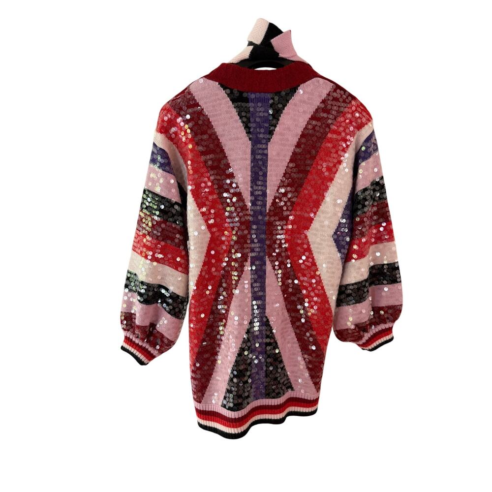 Farm Rio NEW Colorful Stripes Knit Sequin Sweater, S/M - Picture 4 of 8
